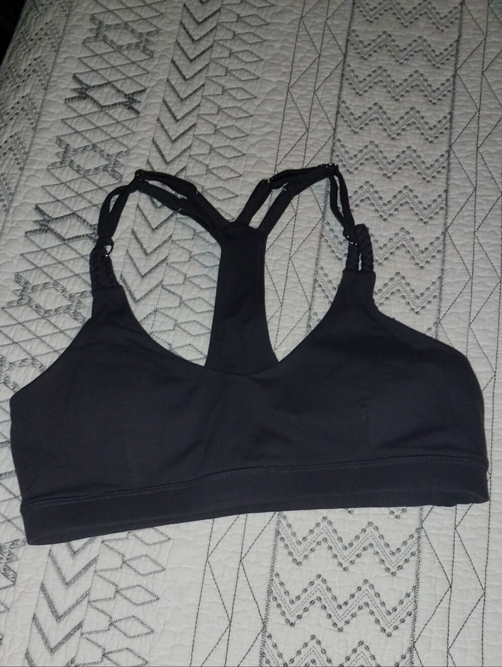 Bombshell Sportswear Grey Bra with Braided Racerback Straps Tickle MY Braid